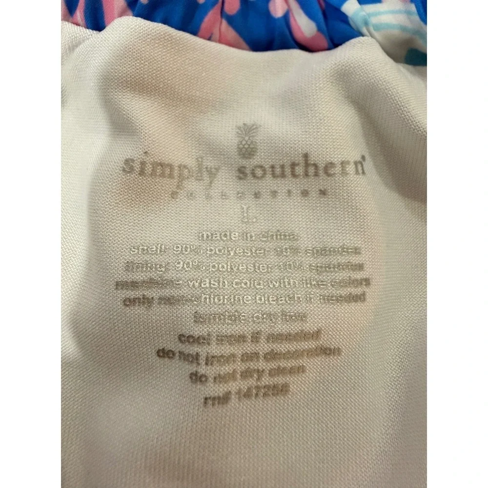 Simply Southern Women's Blue Pink Coral‎ Sea Turtle Starfish Pull On Shorts L - Picture 6 of 6